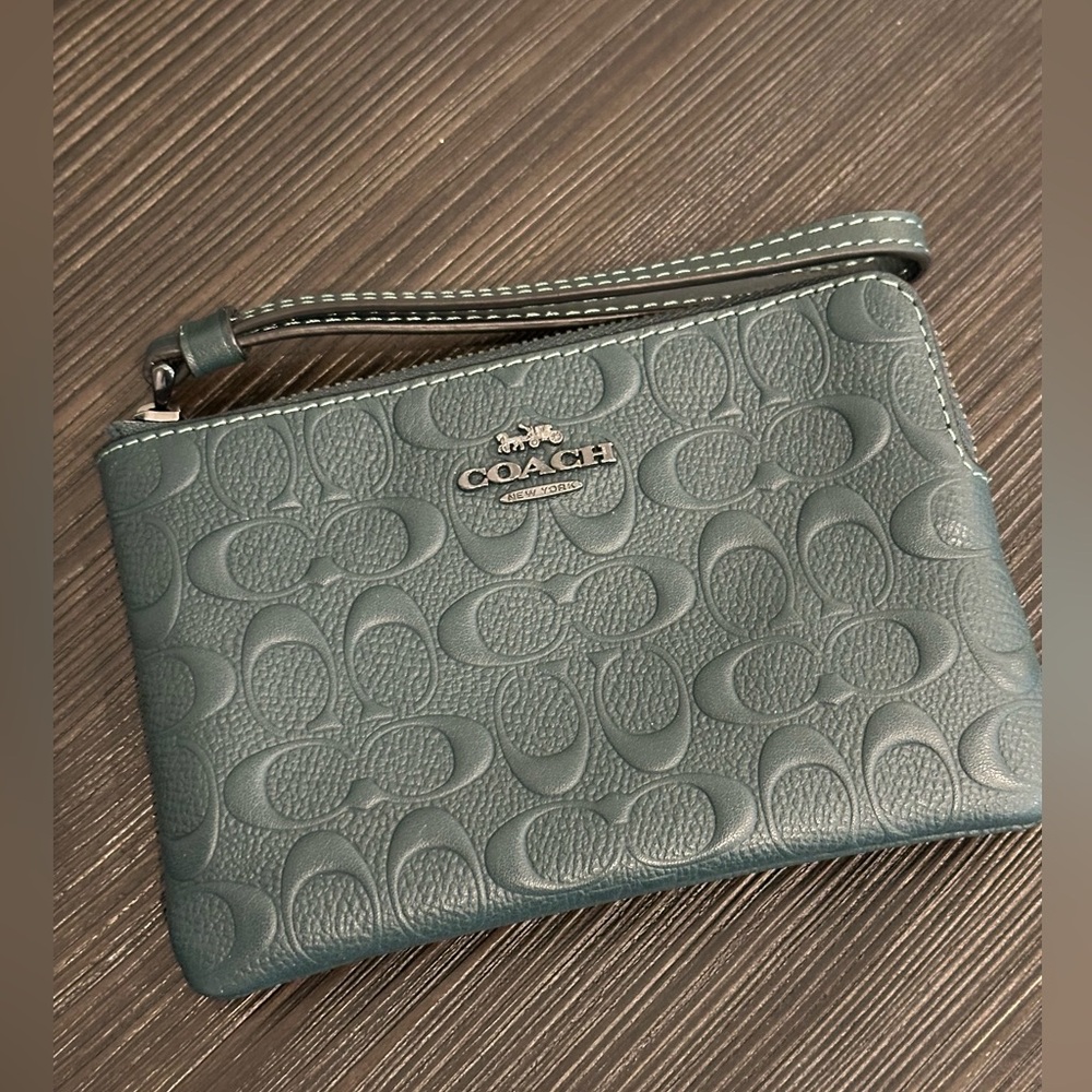 Coach Forest Green 3-Pc Set! Handbag Crossbody Purse, Keychain Wallet, Wristlet! - Picture 13 of 16